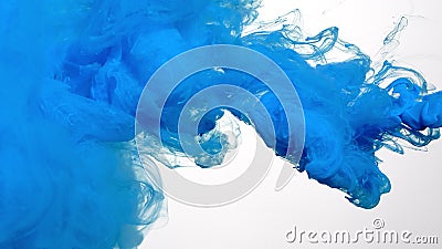 Chic Cyan Blue Watercolor Ink in Water Isolated on White Background ...