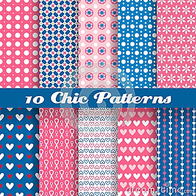 Chic different vector seamless patterns (tiling) Vector Illustration