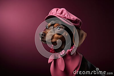 Chic Dog Posing With A Stylish Beret And Artistic Vibe Stock Photo