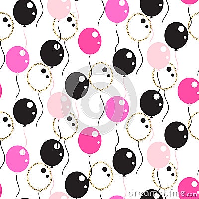 Chic glamour party balloons seamless pattern. Vector Illustration