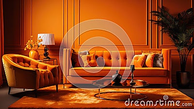 chic luxury orange background Cartoon Illustration