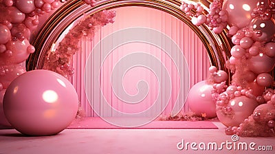 chic luxury pink background Cartoon Illustration