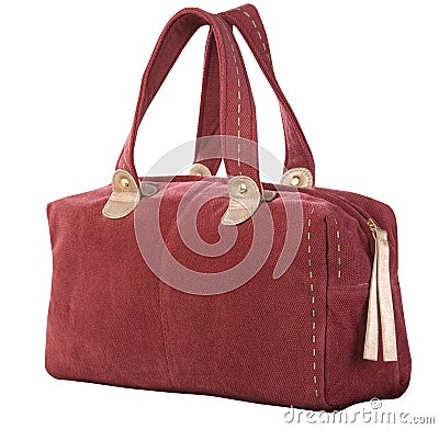 Chic red corduroy handbag Stock Photo