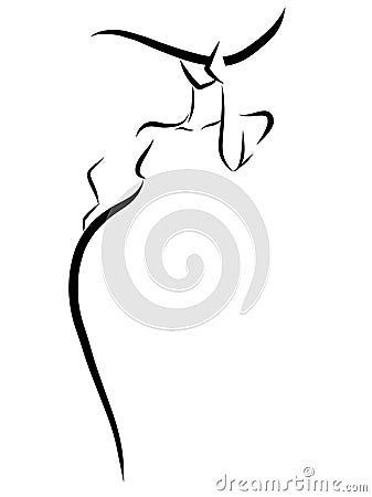 Chic Silhouette of Lady in a Hat Cartoon Illustration