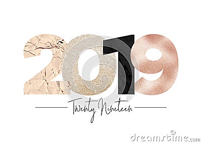 Chic Sparkling Elegant Metallic 2019 Stock Photo