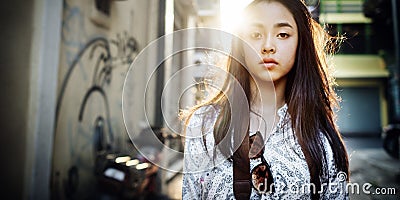 Chic Youth Culture Urban Scene Woman Concept Stock Photo