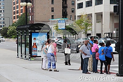 Chicago bus stop Editorial Stock Photo