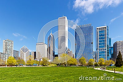 Chicago city downtown skyline skyscraper in the United States Editorial Stock Photo