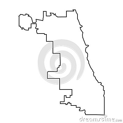 Chicago city map of black contour curves on white background of Vector Illustration