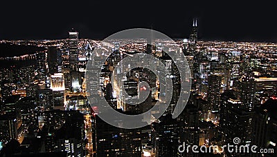 Chicago City at Night Stock Photo