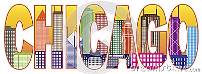 Chicago City Skyline Color Text Vector Illustratio Vector Illustration