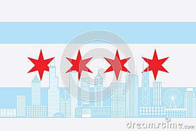 Chicago City Skyline Flag Color vector Illustration Vector Illustration