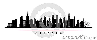 Chicago city skyline horizontal banner. Vector Illustration