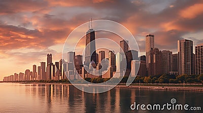 Chicago cityscape in dawn Stock Photo