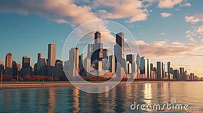 Chicago cityscape in dawn Stock Photo
