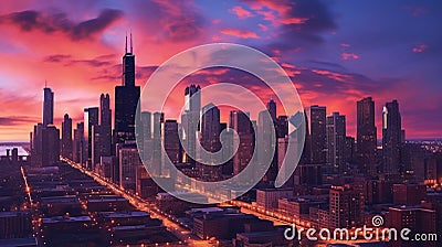 Chicago cityscape in dawn Stock Photo