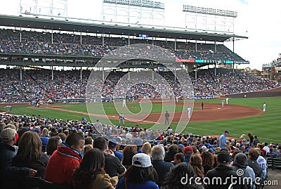 Chicago Cubs Wrigley Field Baseball Diamond Chicago IL. Editorial Stock Photo