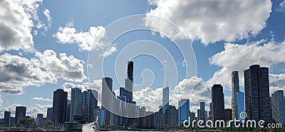 Chicago downtown under beautiful blue sky Editorial Stock Photo