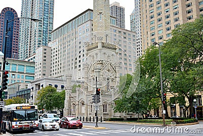 Chicago famous Water Tower and street view Editorial Stock Photo