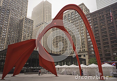 Chicago Flamingo Sculpture Editorial Stock Photo