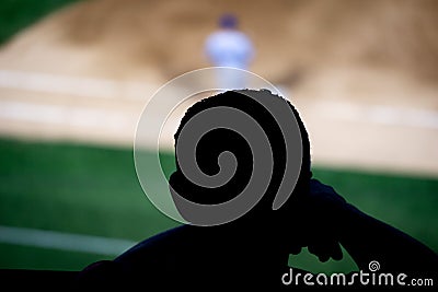 Chicago, IL - May 10 2022: Spectator silhouette watching the White Sox Baseball Game Editorial Stock Photo