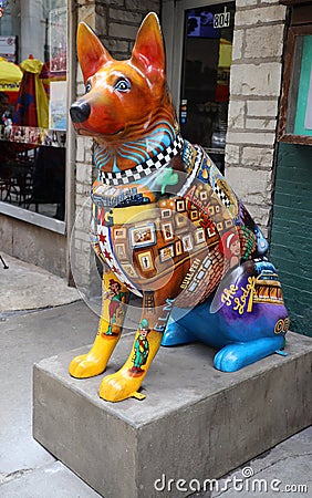 K9 For Cops Art Installation Statues Displayed Highlighting the Role of Chicago Police Canine in downtown Chicago Editorial Stock Photo