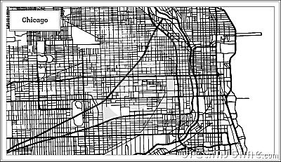 Chicago Illinois USA Map in Black and White Color. Stock Photo