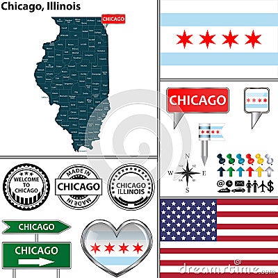 Chicago, Illinois Vector Illustration