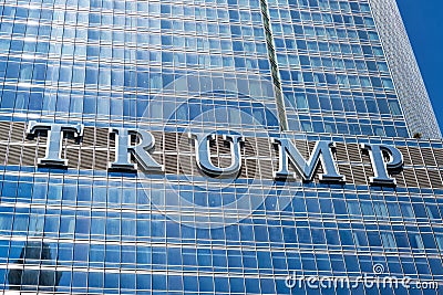 Sign on Trump Tower Editorial Stock Photo