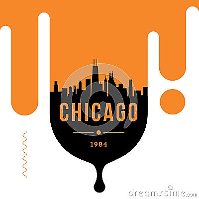 Chicago Modern Web Banner Design with Vector Skyline Stock Photo