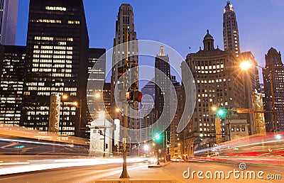 Chicago at night Stock Photo