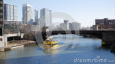 Chicago River Taxi Boat Editorial Stock Photo