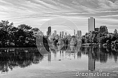 Chicago Skyline from Lincoln Park Stock Photo