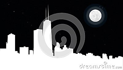 Chicago Skyline at Night Stock Photo