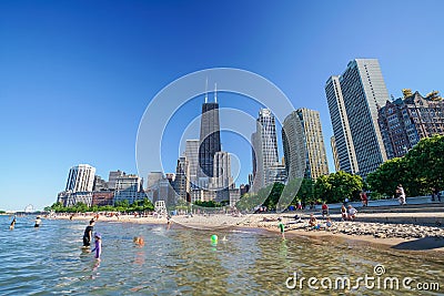 Chicago skyline from North Avenue Beach Stock Photo