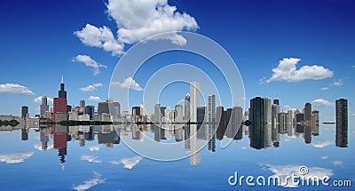 Chicago skyline and reflection Stock Photo