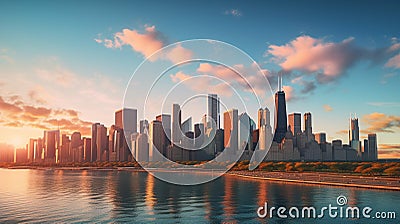 Chicago skyline reflection Stock Photo