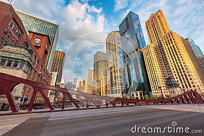 Chicago skyline at sunset Stock Photo