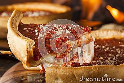 Chicago Style Deep Dish Cheese Pizza Stock Photo