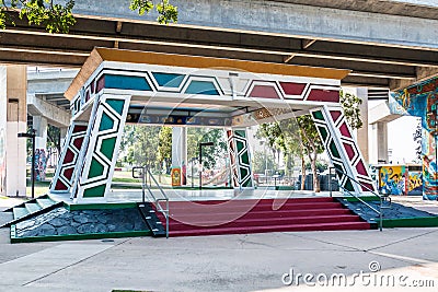 Chicano Park Pavilion/Kiosko Beneath the Coronado Bridge Editorial Stock Photo