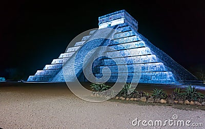 Chichen Itza at Night Stock Photo