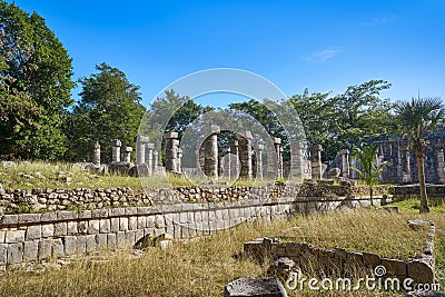 Chichen Itza one thousand columns temple Stock Photo