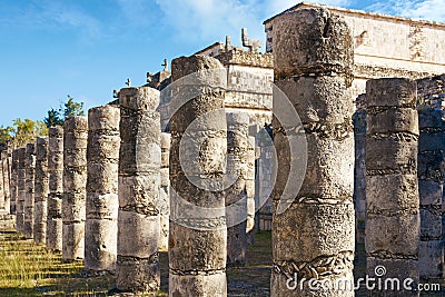 Chichen Itza one thousand columns temple Stock Photo