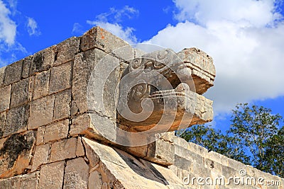 Chichen Itza snake Mayan ruins Mexico Yucatan Stock Photo