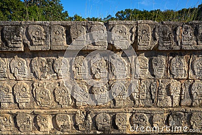 Chichen Itza Tzompantli the Wall of Skulls Stock Photo