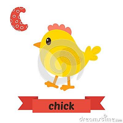 Chick. C letter. Cute children animal alphabet in vector. Funny Vector Illustration