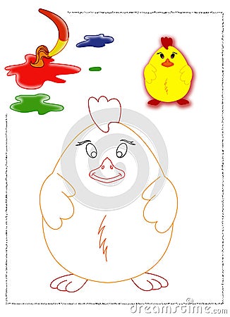 Chick coloring Cartoon Illustration