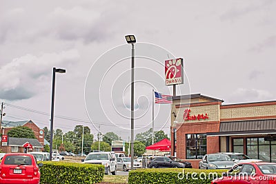 Chick Fil A fast food chicken restaurant parking lot view Editorial Stock Photo
