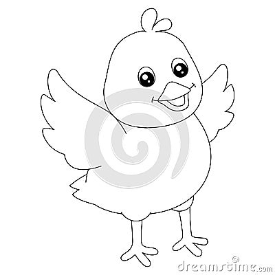 Chick Flying Coloring Page Isolated for Kids Vector Illustration