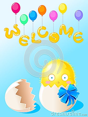 Chick male born- welcome Vector Illustration